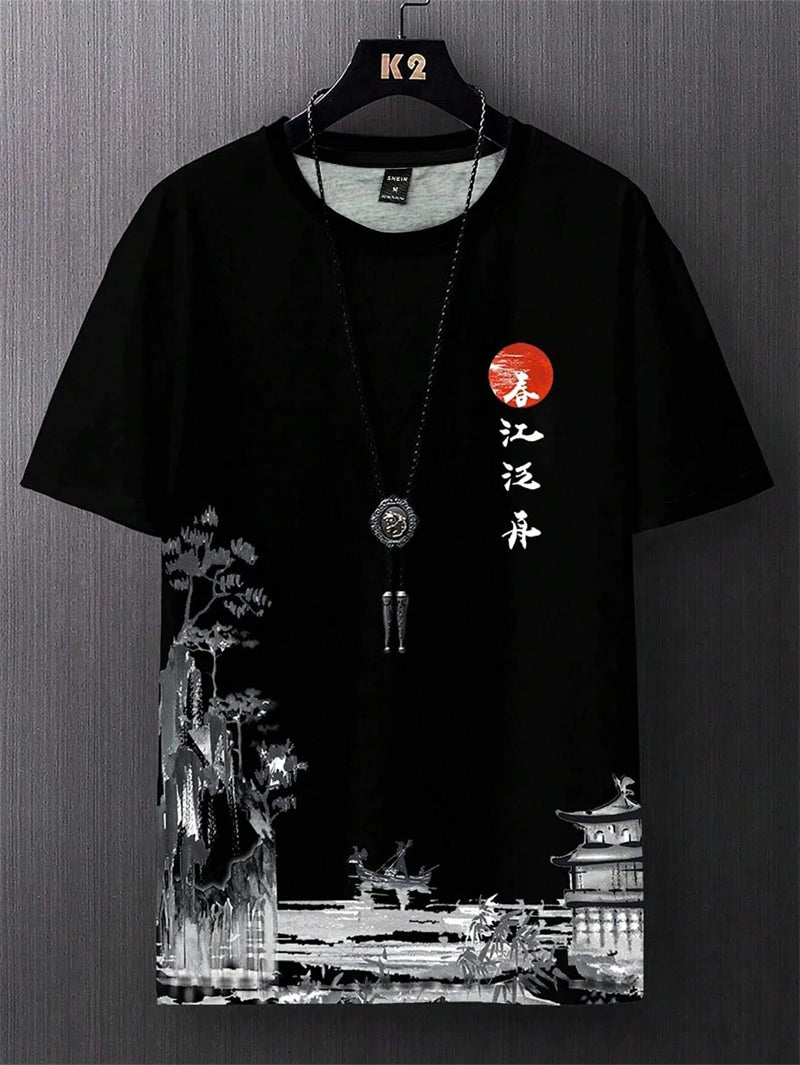 Simple Fashion Ancient Style T Shirts For Men Summer Trendy Crew Neck 3D Printed T-Shirts Loose Streetwear Harajuku Kids Tees