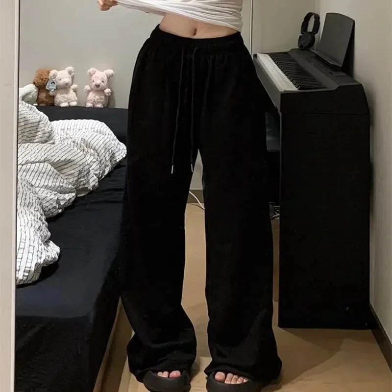 Wide Leg Sweatpants for Women Elastic Waist Casual Sport Pants Woman Streetwear Gray Oversize Sportswear Female Secondary image