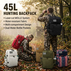45L Large Capacity Tactical Hunting Backpack For Men With MOLLE Webbing System Dual Cup Holders Outdoor Survival Hiking Camping Rucksack For Wilderness Trip Travel Daily Work Commute Outdoor Camping Activities Gear Storage Ba
