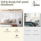 Farmhouse Queen Size Platform Bed for Adults, Solid Wood Platform Beds with Tall Headboard & Footboard, Queen Panel Bed for Bedr