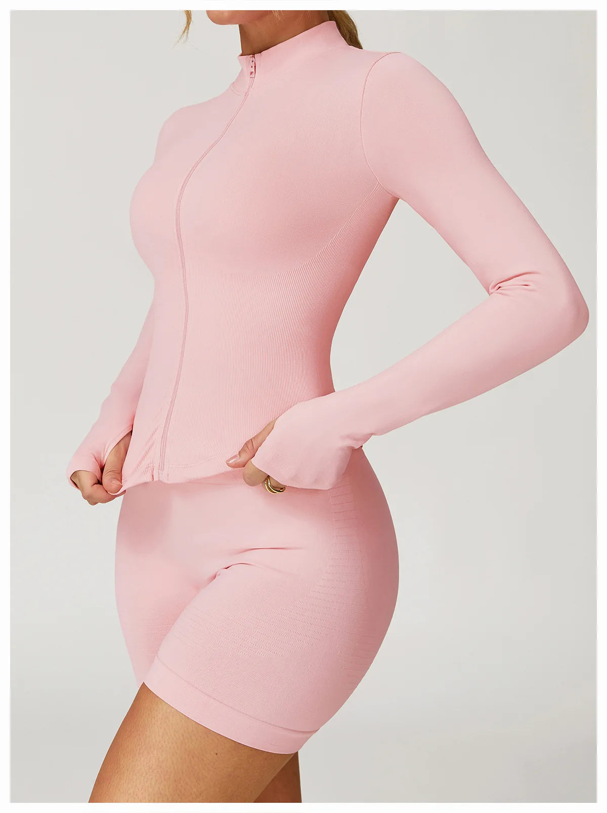 New Women Seamless Zipper Jacket Yoga Long Sleeved Gym Top Yoga Push Up Jacket Fitness Running Workout Sport Coat Women's Shirts