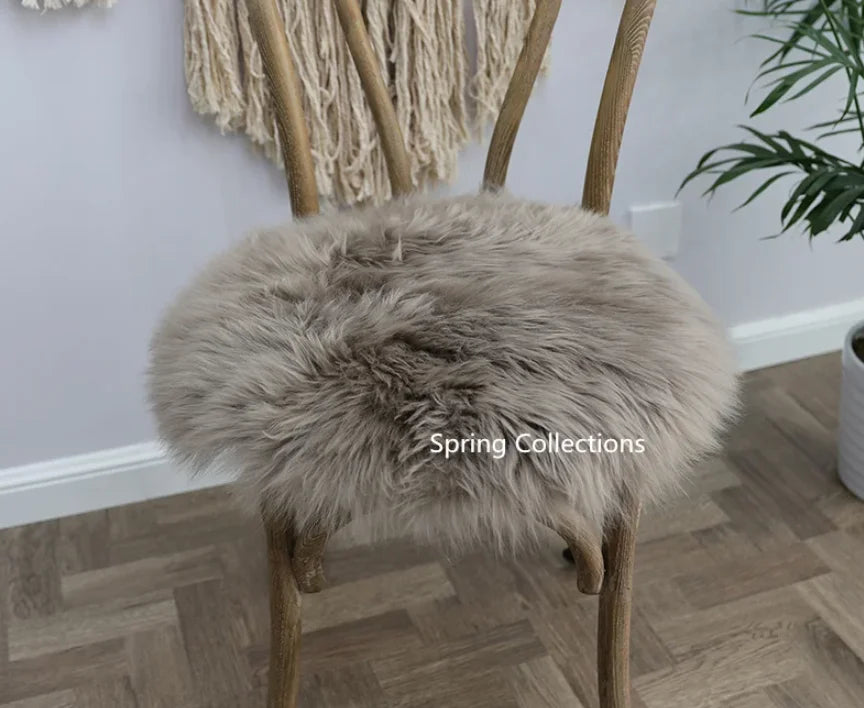 35/40/45CM 100% Pure Sheepskin Wool Hairy Floor Carpet Rugs Round Chair Cushion Seat Pad Covering Soft