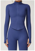 New Women Seamless Zipper Jacket Yoga Long Sleeved Gym Top Yoga Push Up Jacket Fitness Running Workout Sport Coat Women's Shirts