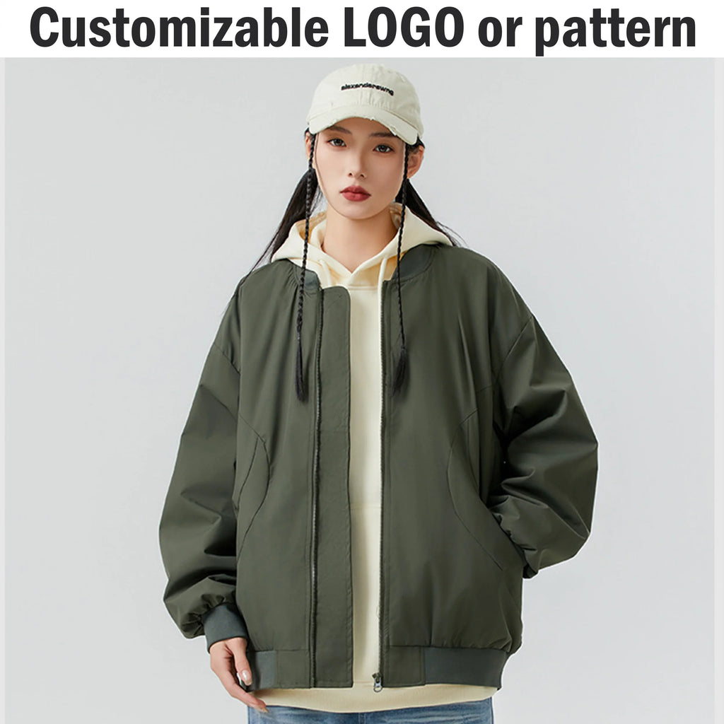 2026 autumn new men's pilot jacket fashion casual light solid color baseball uniform sportswear jacket, DIY LOGO S-4XL