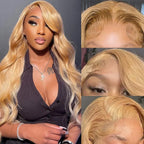 13x6 HD Body Wave Honey Blonde Lace Front Human Hair Wig For Women Colored #27 13x4 Transparent Lace Frontal Wigs Pre Plucked