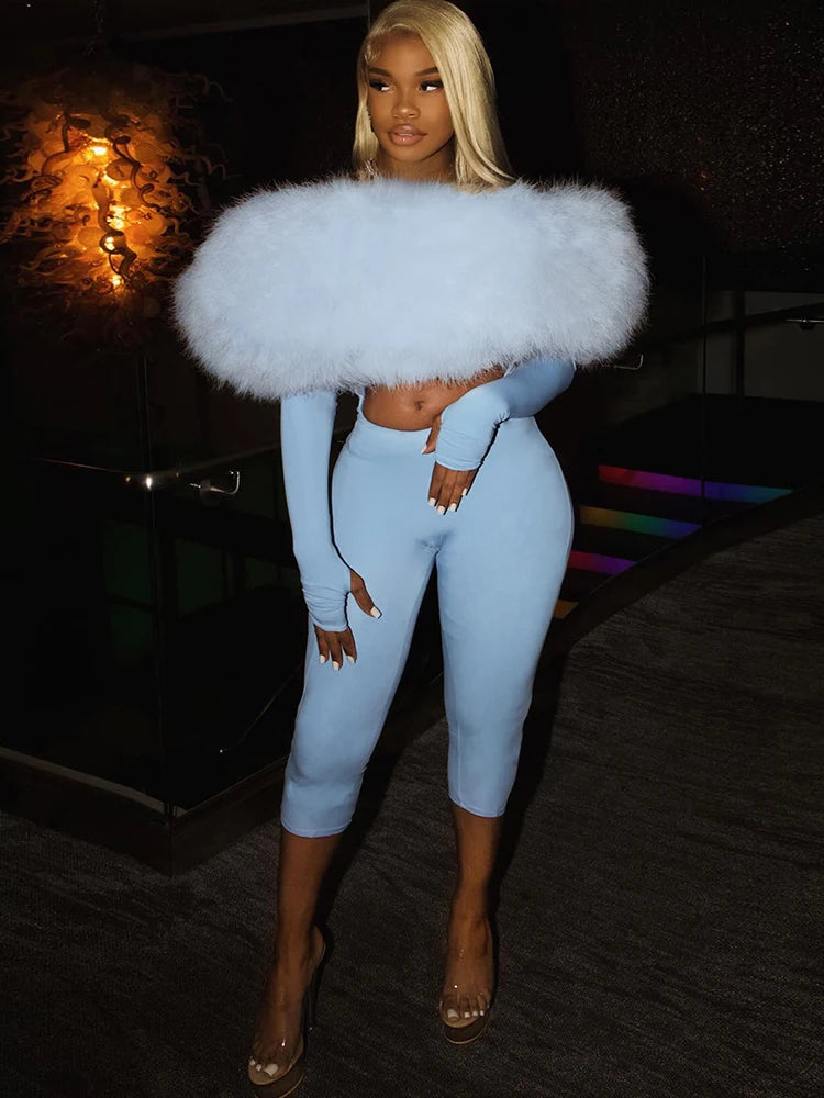 Sisterlinda Furry Patchwork Jumpsuit Woman Slash Neck Sexy Hollow Full Sleeve Backless Peach Hip Hottie Street Fashion Overalls