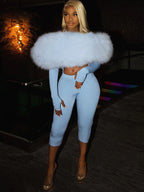 Sisterlinda Furry Patchwork Jumpsuit Woman Slash Neck Sexy Hollow Full Sleeve Backless Peach Hip Hottie Street Fashion Overalls