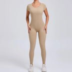 2026 Yoga Jumpsuit Fitness Sports Overalls Gym Clothing Set Wear Pilates Workout Clothes Women Short Sleeves Outfit Activewear