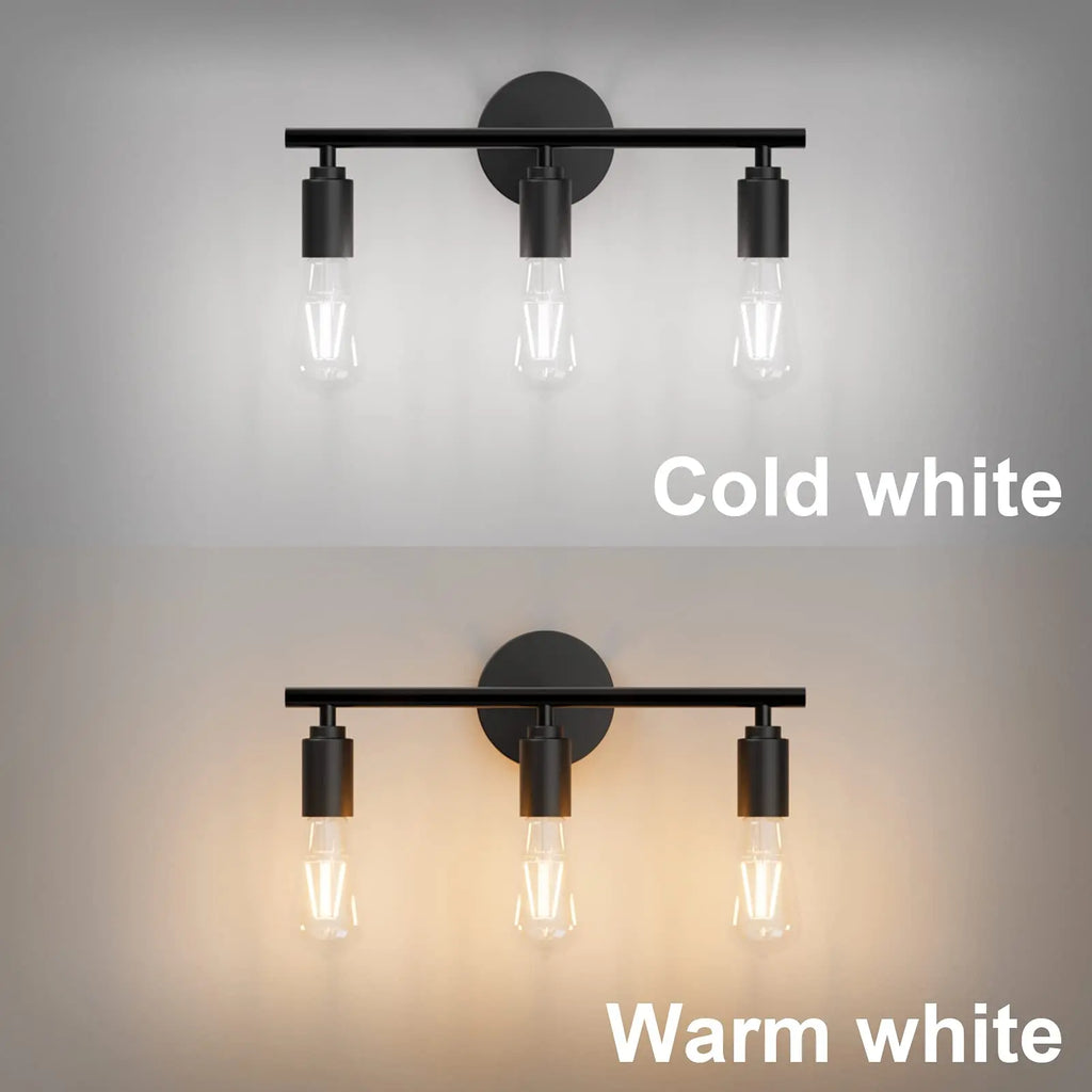 3 Light Vintage Wall Lamp Bathroom Mirror Lamp Black Metal E26 E27 Modern Wall Light Indoor Aisle Hallway Living Room Bedroom