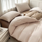2-side Solid Color Brush Fabric Bed Set 4 Pieces Duvet Cover Pillowcase Bedding Set Bed Sheet Quilt Cover Single Queen King Size