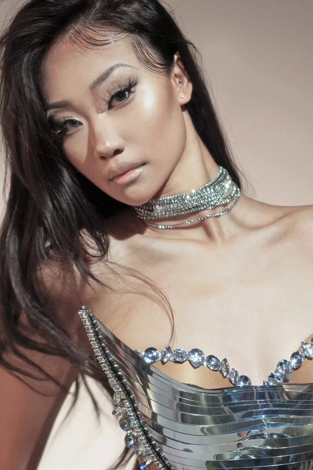 Sparkly Red Sequins Evening Dress Women Adult SexyTwo-piece Off-shoulder Party DressesNightclub Bar Stage Performance Y004