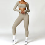 2-Piece Quick Dry Yoga Set – Long Sleeve Gym Outfit