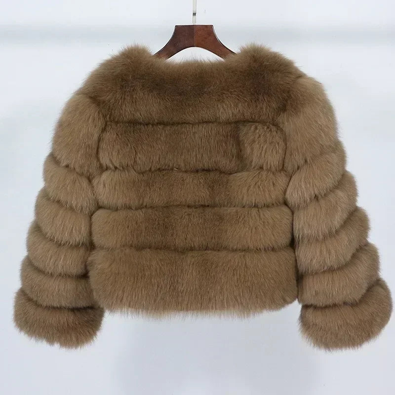 Real Fox Fur Coat Winter Jacket Women O-neck Thick Fashion 2025 & 2026 Natural Fox Fur Raccoon Outerwear Warm Luxury Female Plus Size