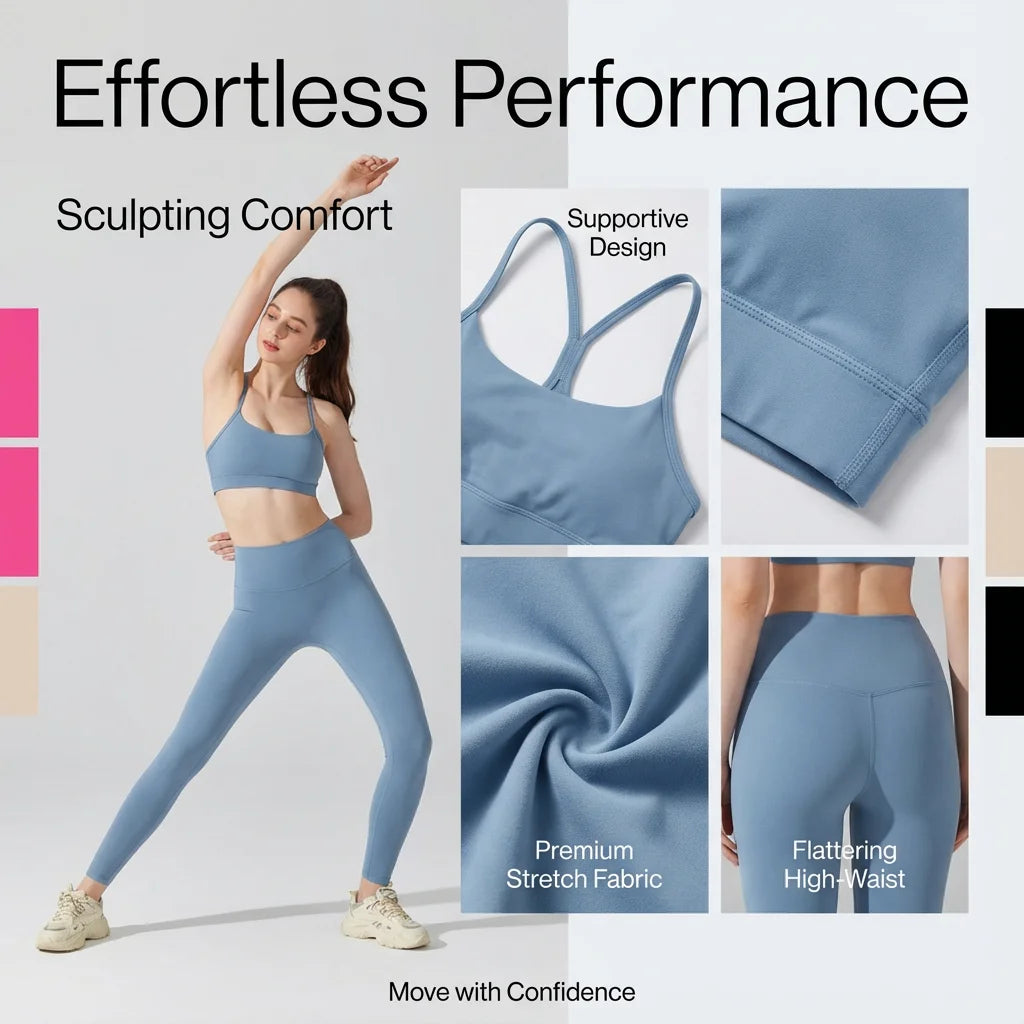 Women's Matching Activewear Set Sports Bra & High Waist Leggings 2-Piece Workout Outfit Gym Clothes for Yoga, Running & Fitness