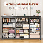 Modern 10-Drawer Dresser with Mirror & RGB LED Lights, 55" Wide Fabric Chest with USB Charging for Bedroom Vanity, Hallway