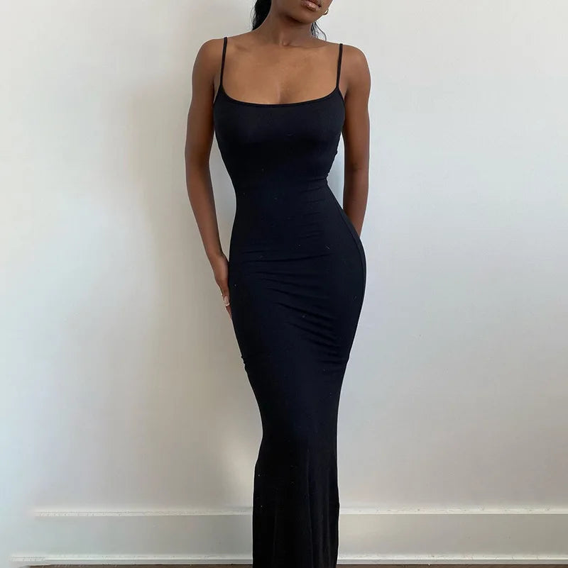 New Dresses 2025 Woman Fashion Summer Solid Colour Sexy Slim Camisole Skirts