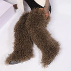 Women's Thigh High Mongolian Boots High Boots Winter New Fox Fur Snow Boots  Women's Boots Leg Warm Boots Non-Slip Soles
