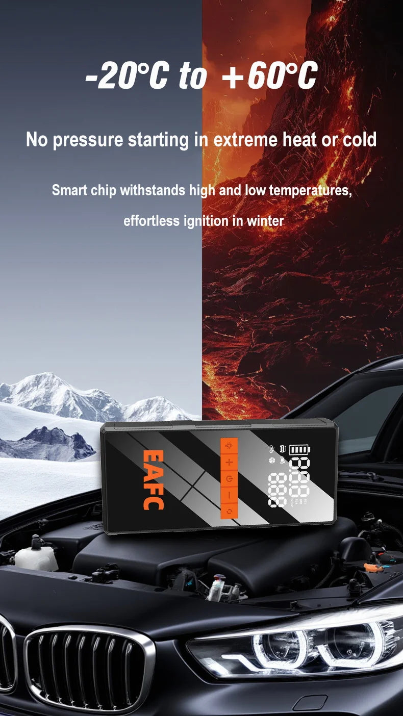 EAFC 1200A Smart Car Jump Starter with 150PSI Air Pump -8000mAh Power Bank  LED Light Smart Inflate for Cars Motorcycles Trucks