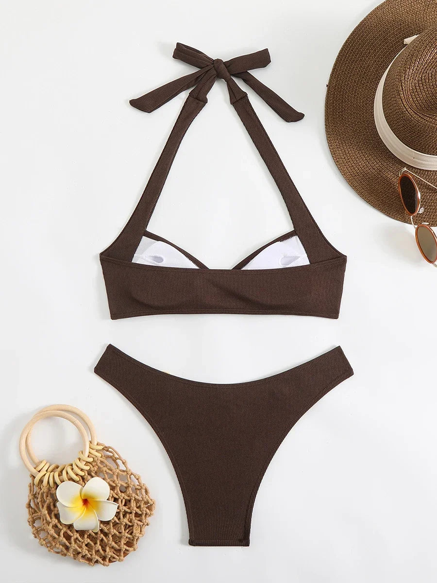 Sexy Women's Swimsuit 2026 Summer Bikini Two-piece Swimwear for Woman Beachwear Halter Bikinis Sets Swimming Beach Bathing Suits