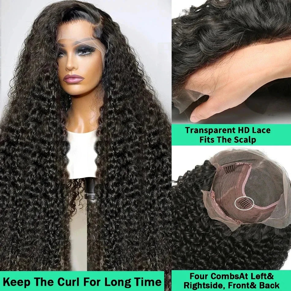 Curly Wig human hair lace frontal wig 13x6 HD lace 250 density deep wave Wig human hair 13x4 lace front Wigs for black women