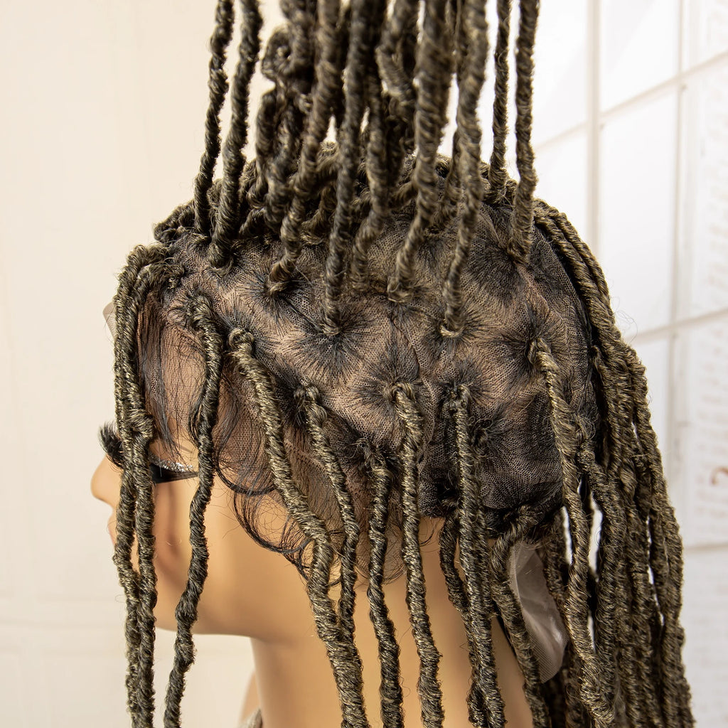 Synthetic Full Lace Locs Braided Wigs for Black Women 24 inches Knotless Box Dreadlock Braids Wig Lace Frontal Braiding Wig
