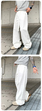 Pants Denim Men Jeans Wide Leg Long Pant Vintage Loose Hot Drilling High Waist Straight Trousers Y2k Streetwear Lace Up Spring