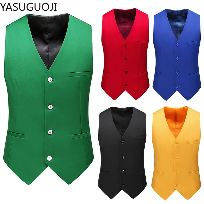 YASUGUOJI New Wedding Dress High-quality Men's Fashion Design Suit Vest Plus Size Men's Business Casual Suit Vest 15-colors Main image