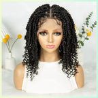 14Inch Full Lace Braided Wigs Synthetic Lace Frontal Twisted Braids Wigs with Baby Hair Knotless Box Braids Wig for Black Women