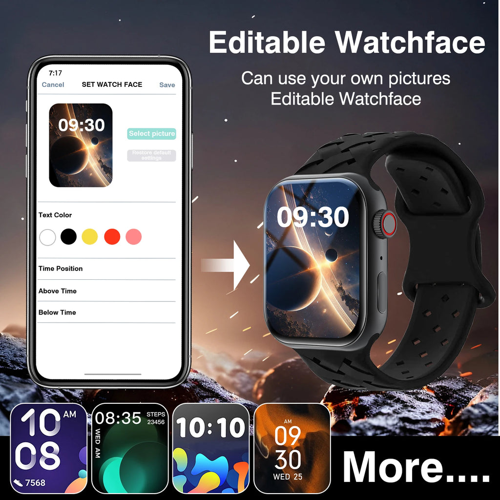 New Smart Watch,More Sports Modes,Voice Assistant,Outdoor Fitness Tracker, For Iphone/Android, An Ideal Gift for Family &Friends