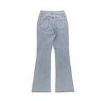 Men Jeans Boot Cut Solid Jean Wide Leg Denim Pant Distressed Washed Full Ankle Length Pockets Zipper Fly High Waist Basics