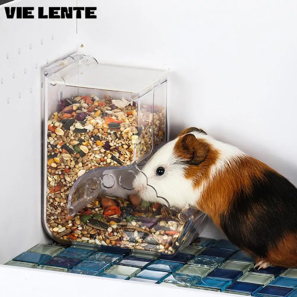 Pet Hamster Rabbit Squirrel Food Dispenser Feeder Plastic Clear Automatic Pet Feeder for Hamster Guinea Pigs Food Bowl Container Main image