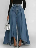 SHENGPALAE European And American Style Loose Solid Color Printed Button Straight Leg Jeans For Women 2026 Spring New 05E01378