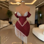 Crystal Ivory Cocktail Gown Pleat Straight Mini Homecoming Prom Dress Birthday Dress Satin Luxury 2026 Blackgirl Customized