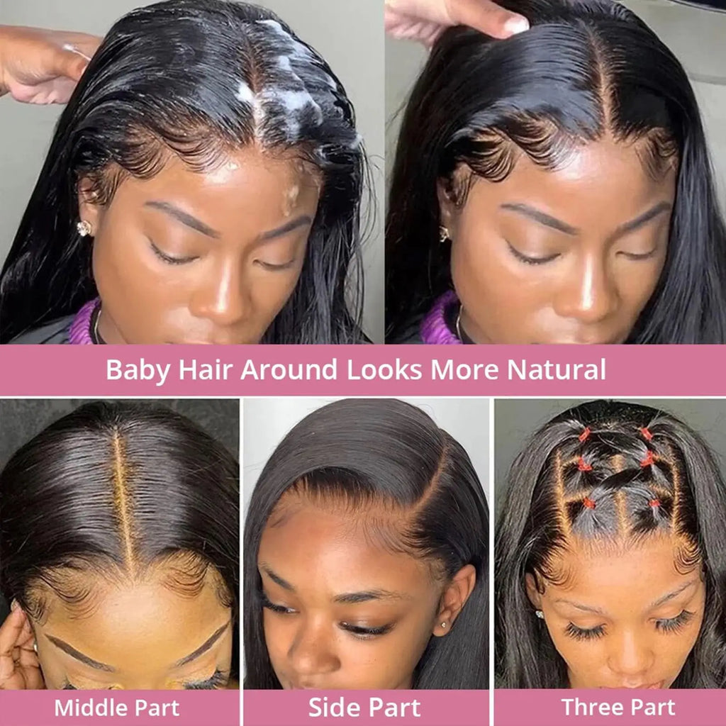 250% Human Hair Wigs Brazilian Remy Bone Straight Short Bob Wig For Women 14 Inch 13x6 Straight Lace Frontal Bob Wig Pre Plucked