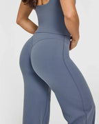 NCLAGEN Straight-Leg Pants Ultra Soft Butter Fabric Women's Mid-Waist Yoga Pants GYM Naked Feel Pilates Running Sport Trousers