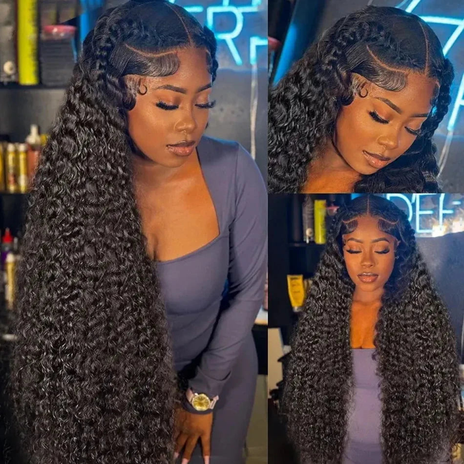 Kinky Curly 13x4 Lace Front Human Hair Wigs For Women 30 inch Indian Deep Curly Lace Frontal Wig Wet And Wavy Lace Closure Wigs