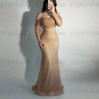 Customized Sweetheart Evening Dresses Pleat Draped glitter Sequined Beading mermaid Prom Gown Off The Shoulder Long Party Dress