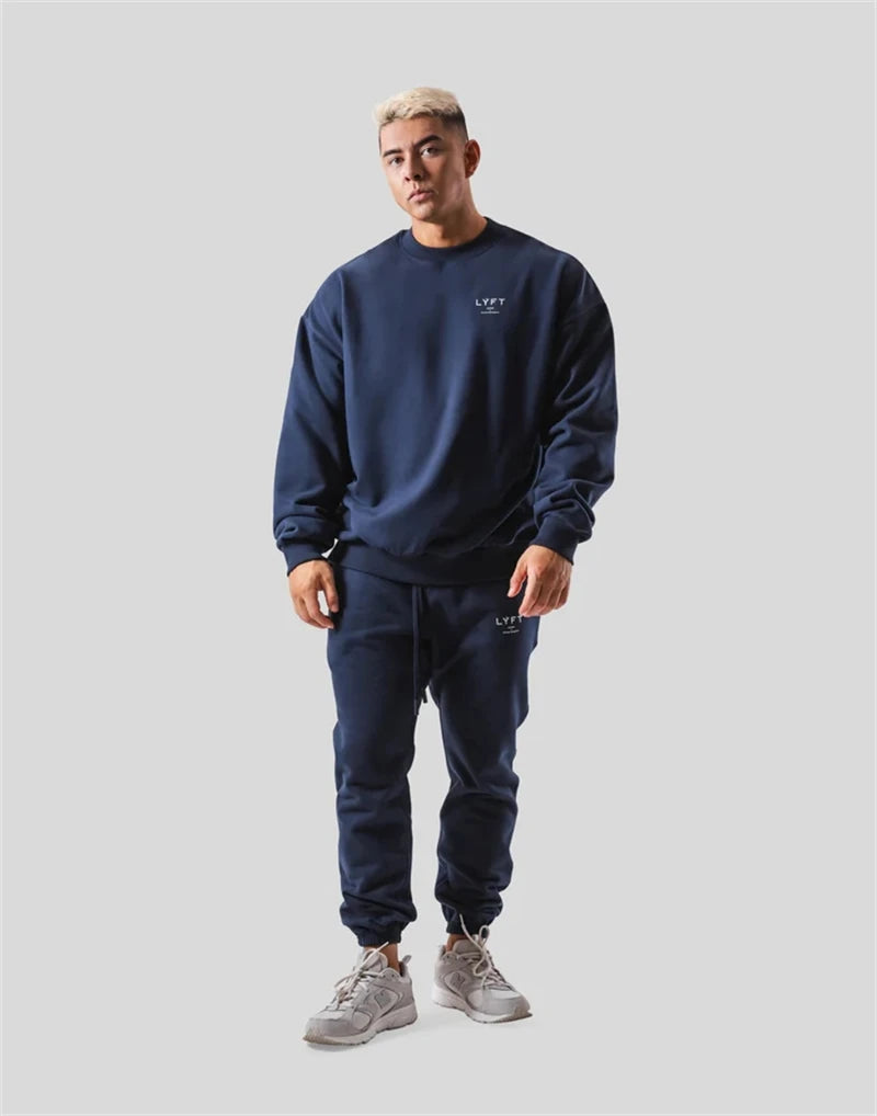 LYFT Classics Small LOGO Autumn Winter New O-neck Fleece Men Sweatshirt Loose Outdoor Sport Cotton Pullovers Multi Color Hoodies