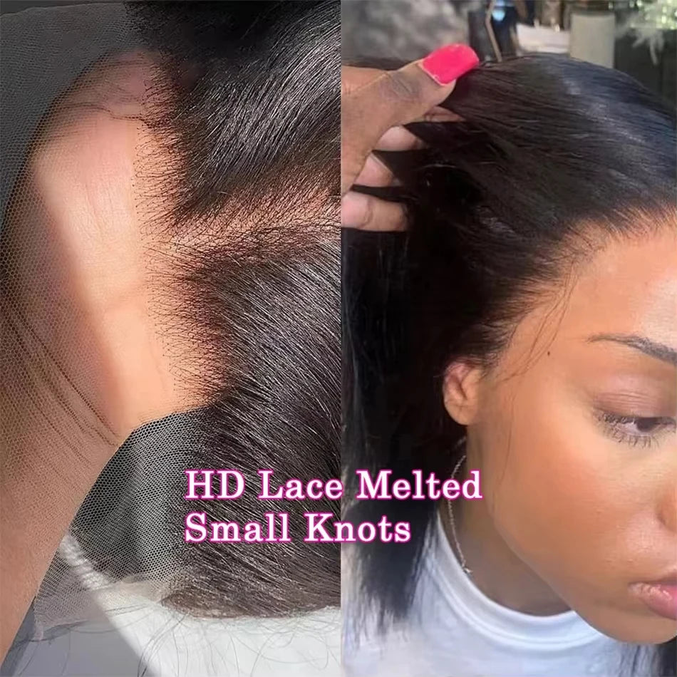 Straight 250 Density Real Full Lace Human Hair Wig Brazilian Pre Plucked 360 HD Full Lace Invisible Strap Snug Fit Wig For Women