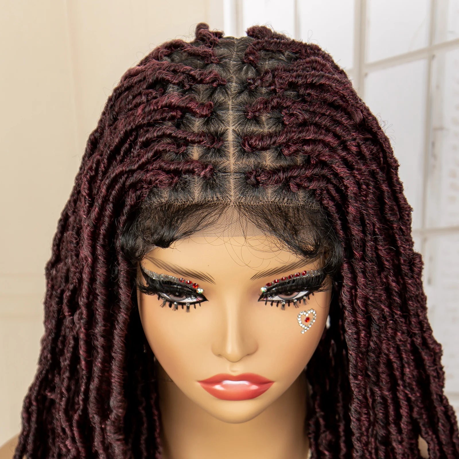 Synthetic Full Lace Locs Braided Wigs for Black Women 24 inches Knotless Box Dreadlock Braids Wig Lace Frontal Braiding Wig