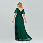 Prom Dresses Plus Size Evening Dresses Long  Elegant A Line V Neck Ruffles Chiffon Formal Wedding Party Dress Robe De Soiree