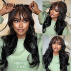 Julia Hair 13X4 Bangs Lace Front Wig Human Hair Wear and Go Glueless Wig Brazilian Loose Wave Human Hair Wig Density 150%
