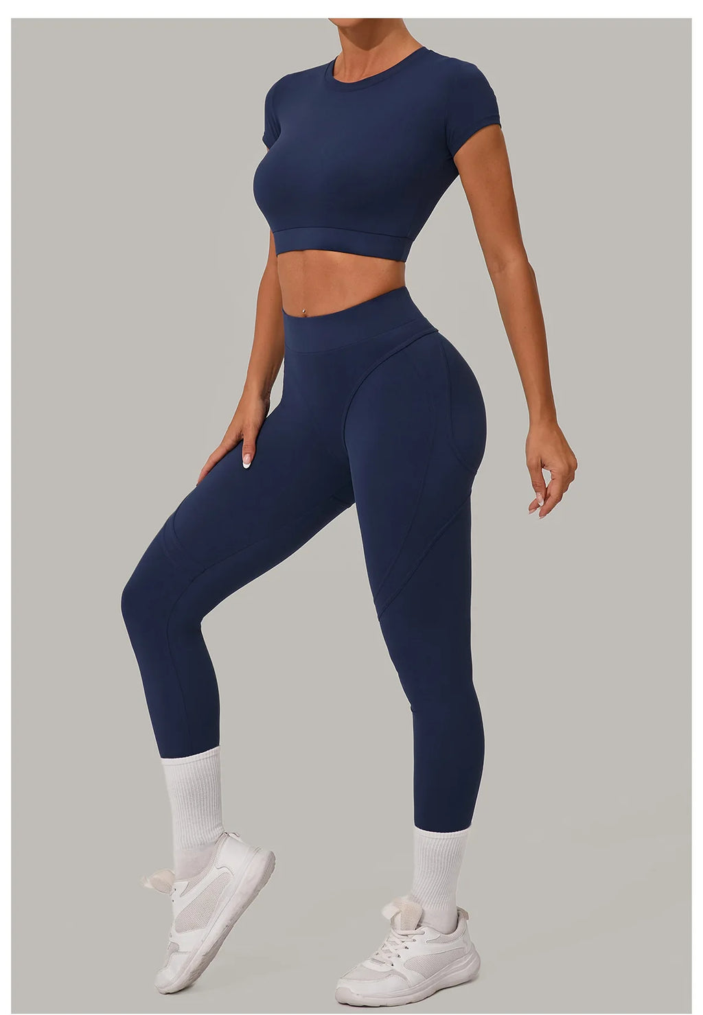 2PCS Yoga Set Gym Clothes Seamless Sportswear Yoga Suits Women Fitness Tracksuits Sports Short Sleeves Gym Leggings Sports Suits