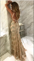 Spaghetti Strap Sequin Cocktail Dresses Homecoming Mermaid Backless Slim Fit Split Asymmetrical Sexy Sweep Train Prom Vestidos