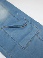 Summer Fashion Loose High Waisted Zip Denim Overalls Women Clothes Multi Pockets Cargo Jeans Trousers Casual Wide Leg Jumpsuits