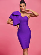 Evening Bandage Dress White Elegant Party Dresses for Women Ruffle Sexy One Shoulder Birthday Club Outfit 2026 Summer New
