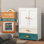 New model 70-Face wide thickened wardrobe simple bedroom plastic cabinet double door drawer type clothes hanging storage cabinet