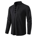 New Men's Casual Blouse Cotton Linen Shirt Tops Long Sleeve Tee Shirt Spring Autumn Slanted Placket Vintage Yoga Shirts