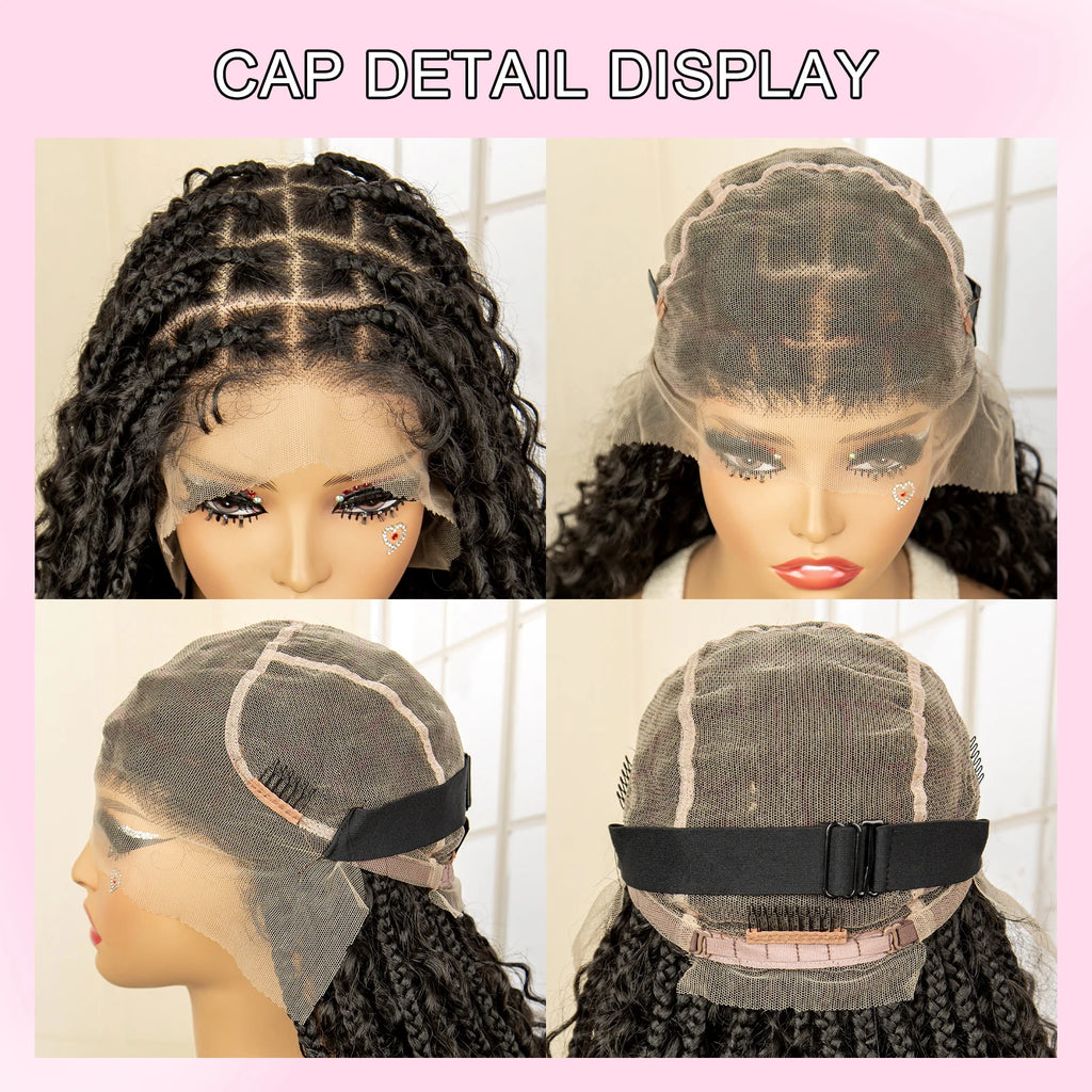 Full Lace Synthetic Box Braided Wigs Boho Braids Wig Black Women 40 Inches Synthetic Wig Afro Bohemian Braiding Hair