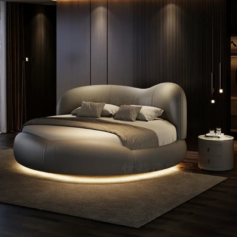 Princess Luxury Pretty Double Bed King Size Modern Italian Round Bed Loft Villa Camas De Dormitorio Bedroom Set Furniture Secondary image